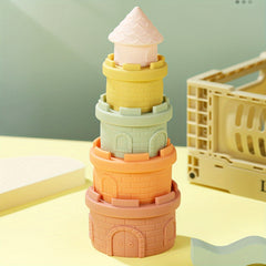 Colorful Castle Stacking Cup Toy Safe PVC Material