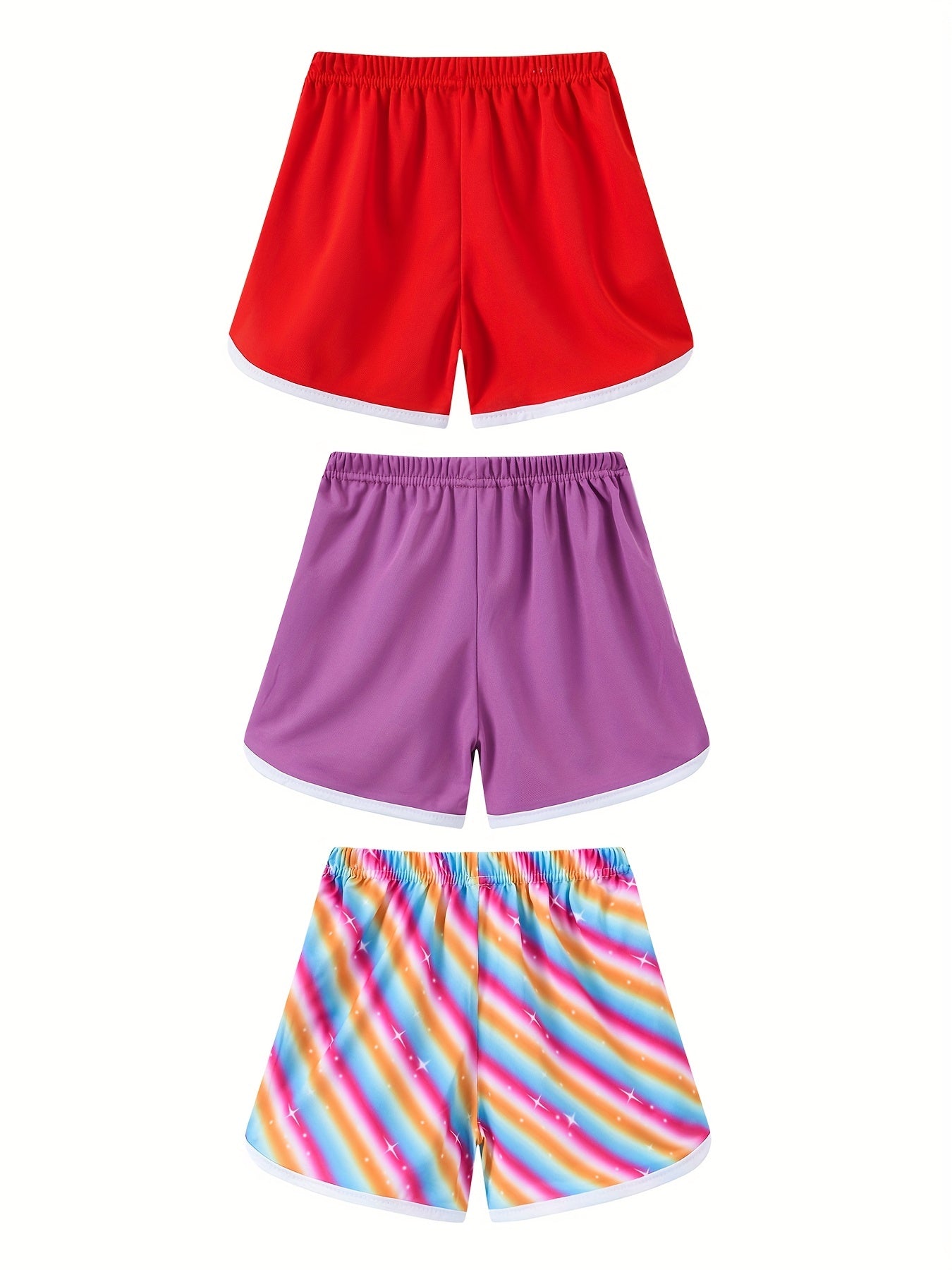 3pcs Girls Cat Floral Print Casual Quick Drying Shorts