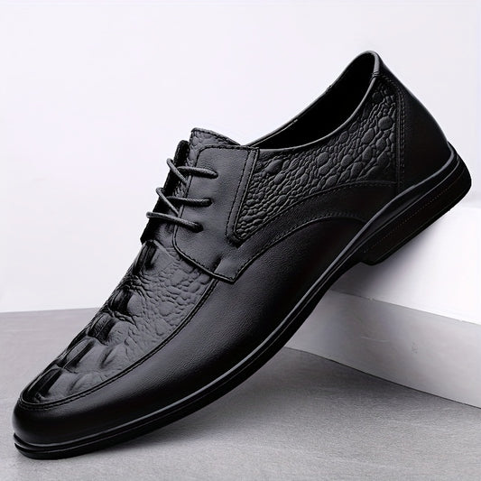 Men's Crocodile Embossed Derby Shoes Business Wear Resistant