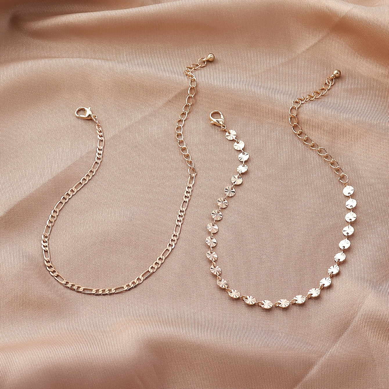 2 Pcs Sunflower Anklet Set Minimalist Foot Jewelry