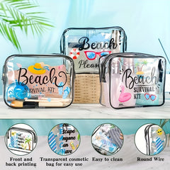 Clear Toiletry Bag Waterproof PVC Hello Summer Theme Beach Bag For Men And Women