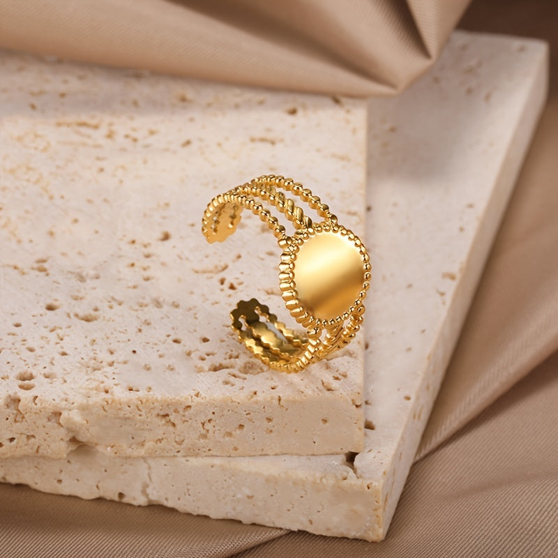 Stainless Steel Open Adjustable Ring Women's Irregular Ring