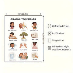 Calming Techniques Emotions Chart Wall Decor Art 20x32 for Home Classroom