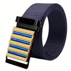 Sense Men's Belt Automatic Buckle Business Casual Stripe Metal Nylon Canvas Belt