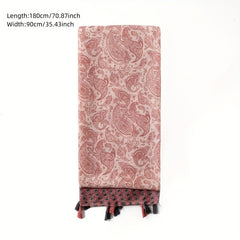 Boho Paisley Print Tassel Scarf Soft Shawl Light Thin Breathable Headband