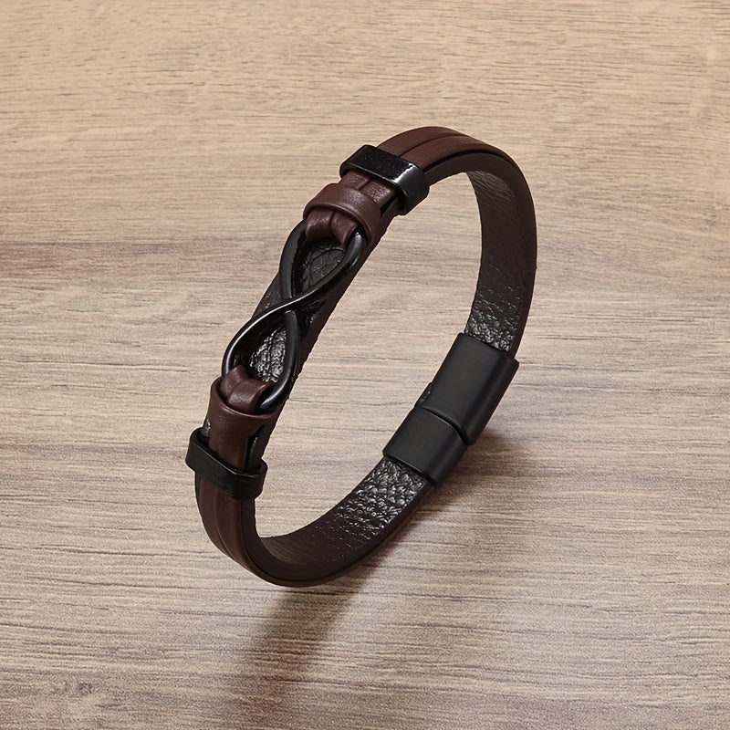 Vintage Leather Braided Charm Bracelet Figure 8 Never Fade Men And Women Jewelry