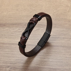 Vintage Leather Braided Charm Bracelet Figure 8 Never Fade Men And Women Jewelry