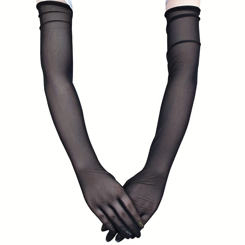 Elastic Mesh Breathable Long Gloves for Women