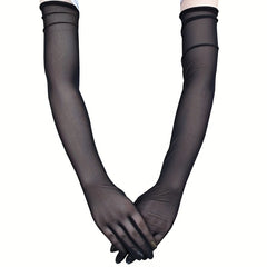 Elastic Mesh Breathable Long Gloves for Women