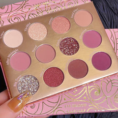 12 Colors Amorous Rose Eyeshadow Palette with Highlighting & Contouring