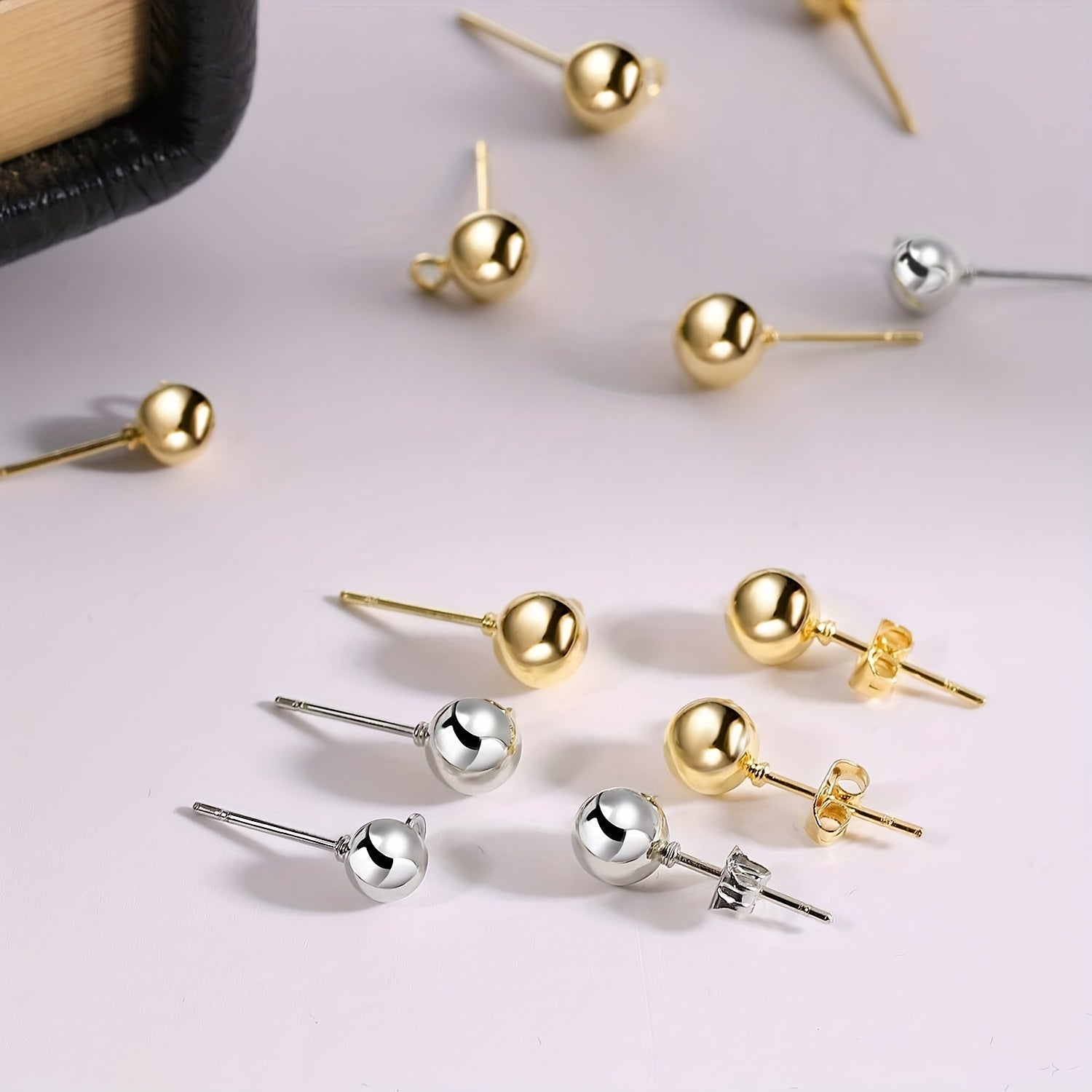 20pcs Ball Post Earring Stud Set With Butterfly Earrings Pin Back