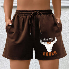  Cow & Letter Print High Rise Shorts