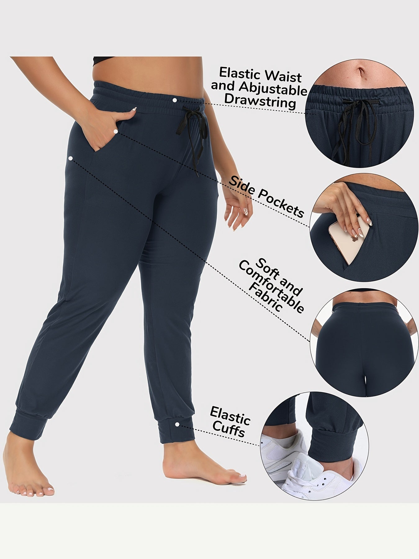  Drawstring Running Pants with Pockets