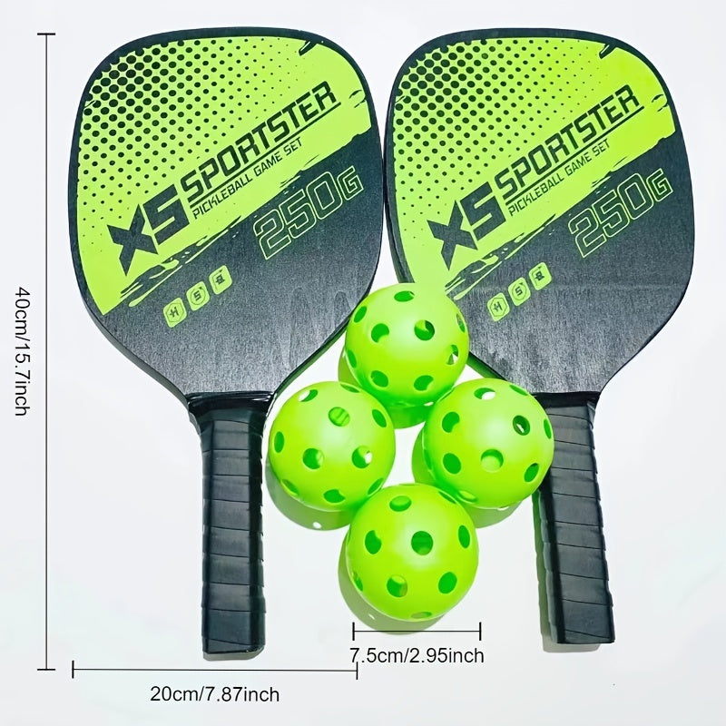 Pickleball Racket Set with 2 Rackets, 4 Balls, Handbag