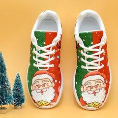 Christmas Santa & Reindeer Print Running Shoes Soft Sole Non Slip Sneaker