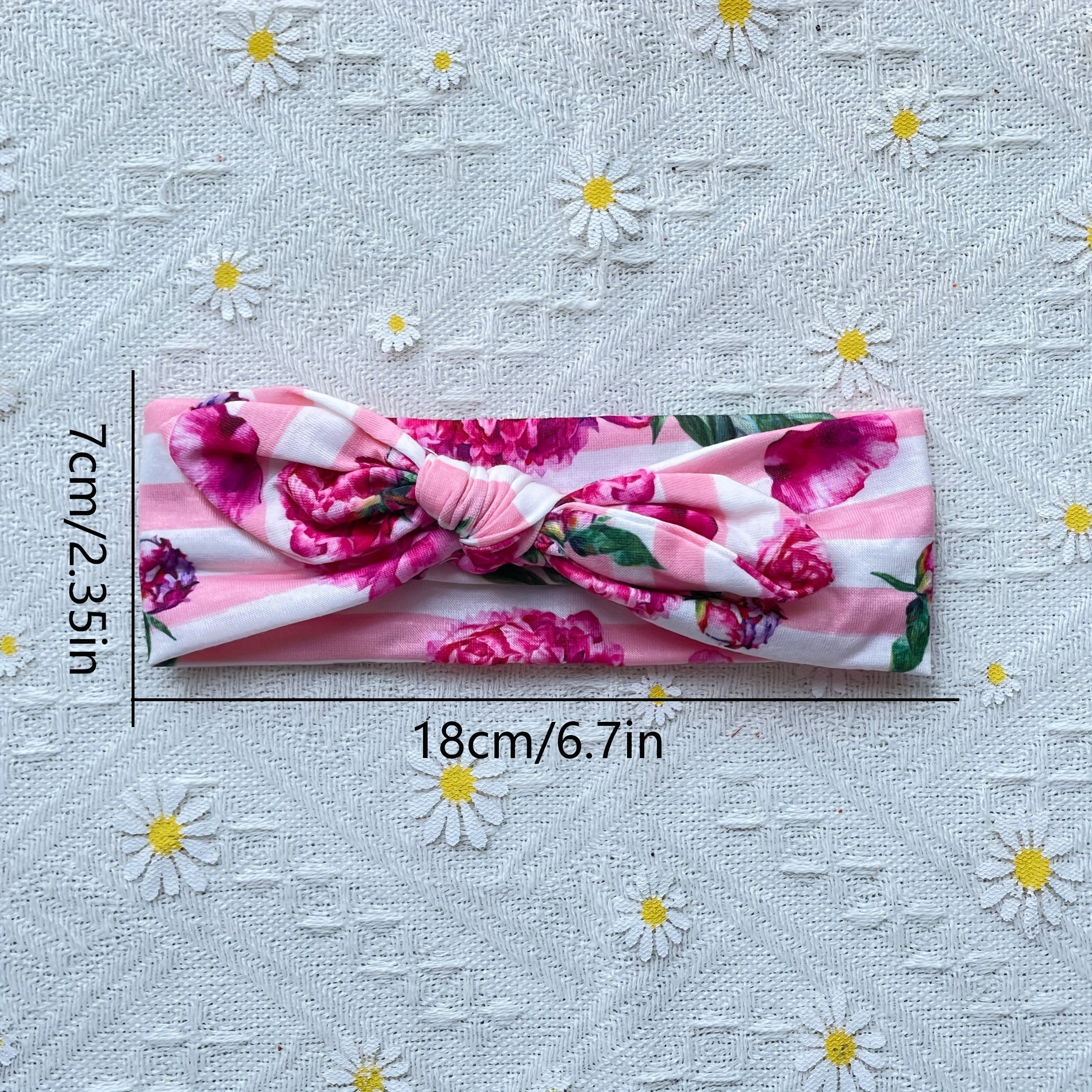 Flower Pattern Bowknot Headband Elastic Hair Accessory For Baby Girls