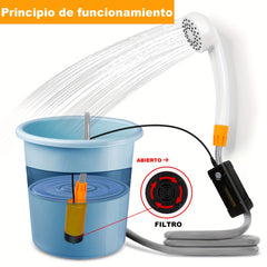 Portable Camping Shower Pump with USB Rechargeable Batteries