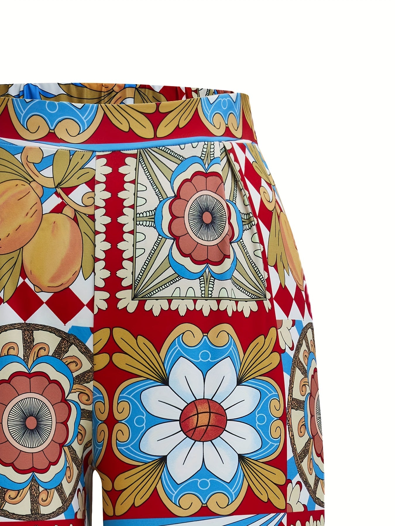  Women's Floral Wide Leg Stretch Pants