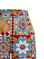  Women's Floral Wide Leg Stretch Pants