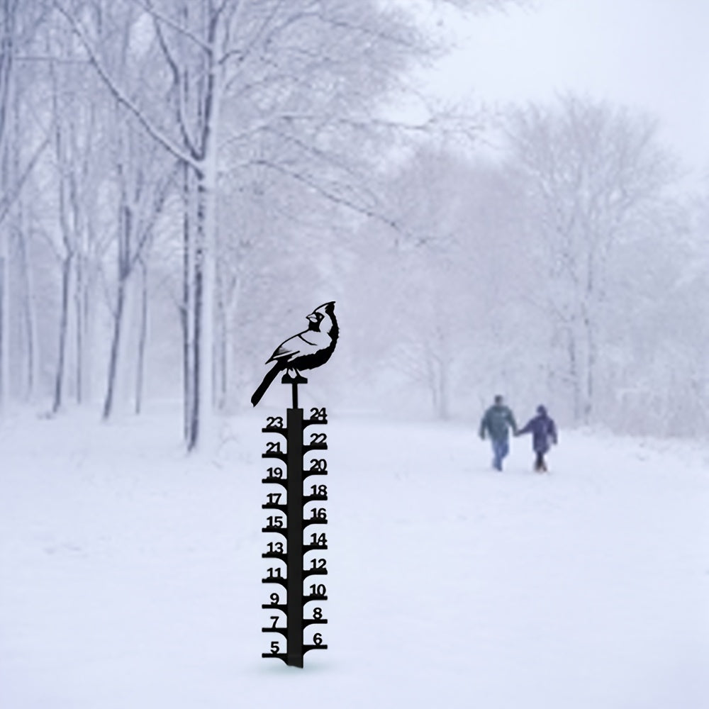 Metal Snow Gauge Large Snowfall Measuring Tool Winter Bird Shape Iron