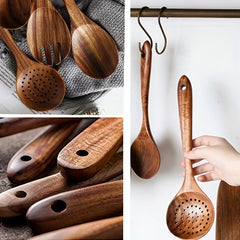 6pcs Teak Wood Kitchen Cooking Utensils Set