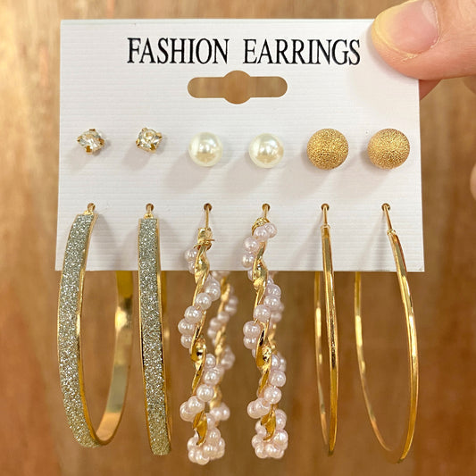 Vintage Rhinestone Stud Earrings Set for Women