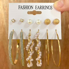 Vintage Rhinestone Stud Earrings Set for Women