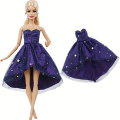 Starry Polyester Gown with Train for 11-Inch Dolls