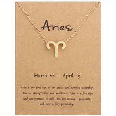 Golden Zodiac Symbol Pendant Necklace Cross Border Constellation Paper Card