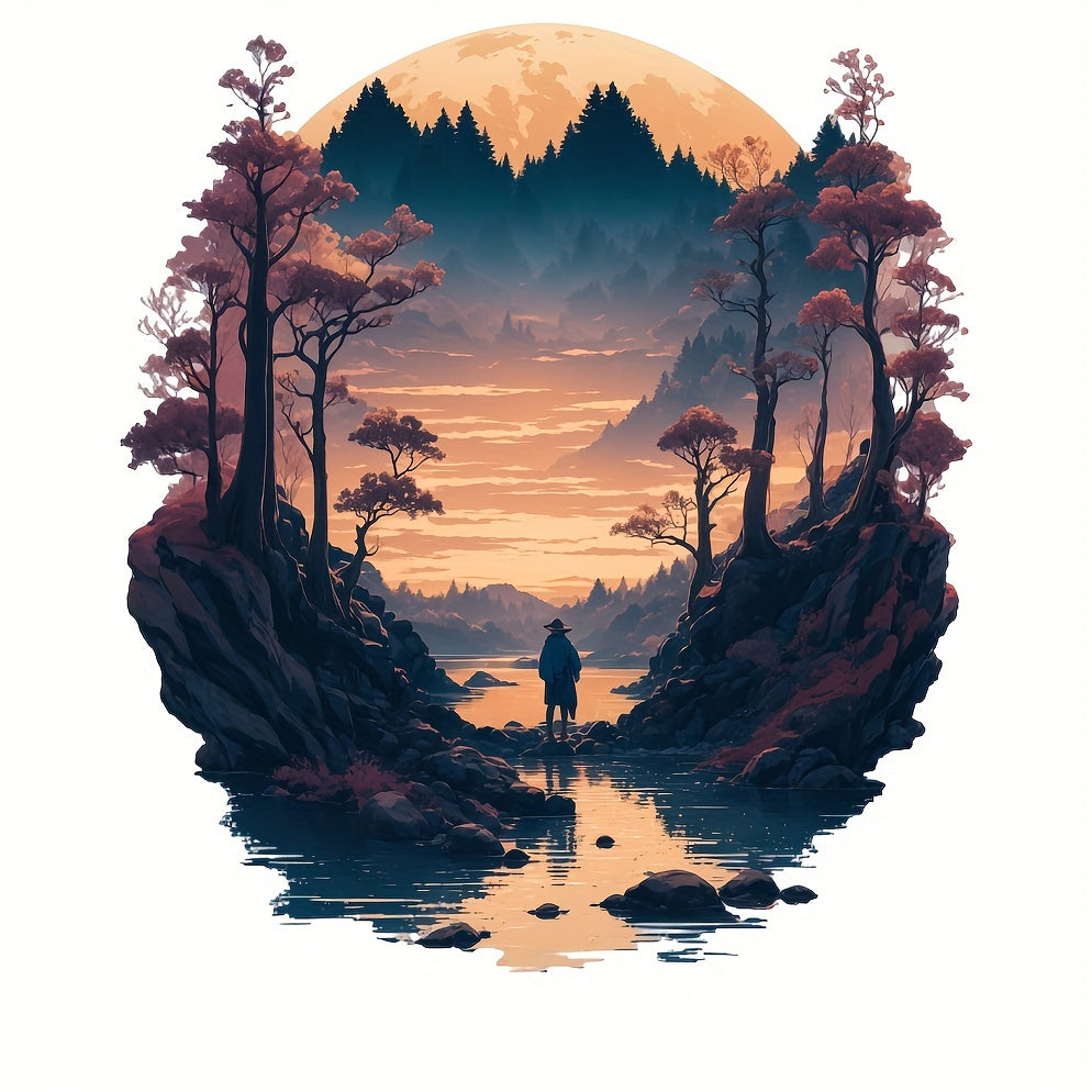 Night Scene Heat Transfer Patch for Men