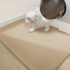 Double Layer Leak Proof Cat Litter Mat Easy Clean with Non Slip Backing