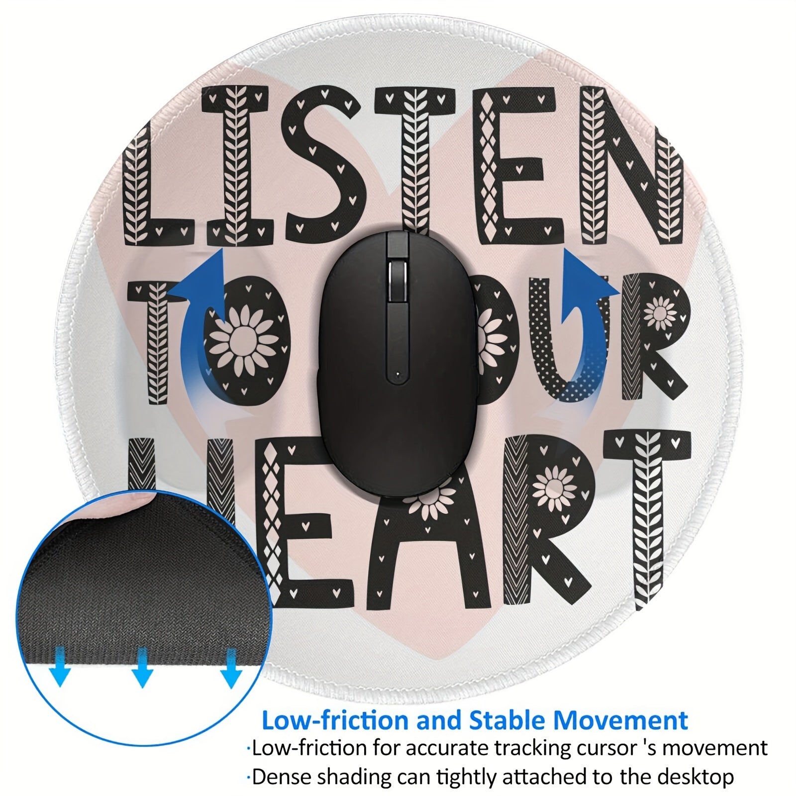 Heart Font Pattern Round Mousepad 20x20cm