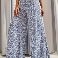  Boho Pants Women's Plus Floral Print Wide Leg Pants