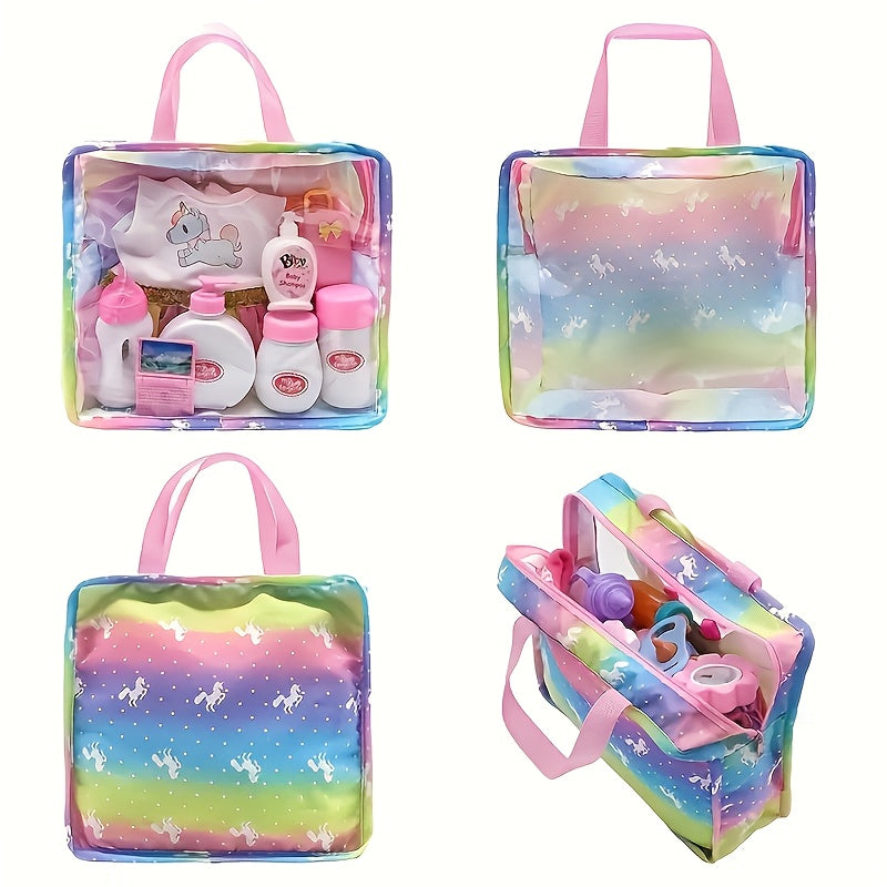Doll Accessories Party Game Set Glasses Pacifier Rainbow Storage Bag