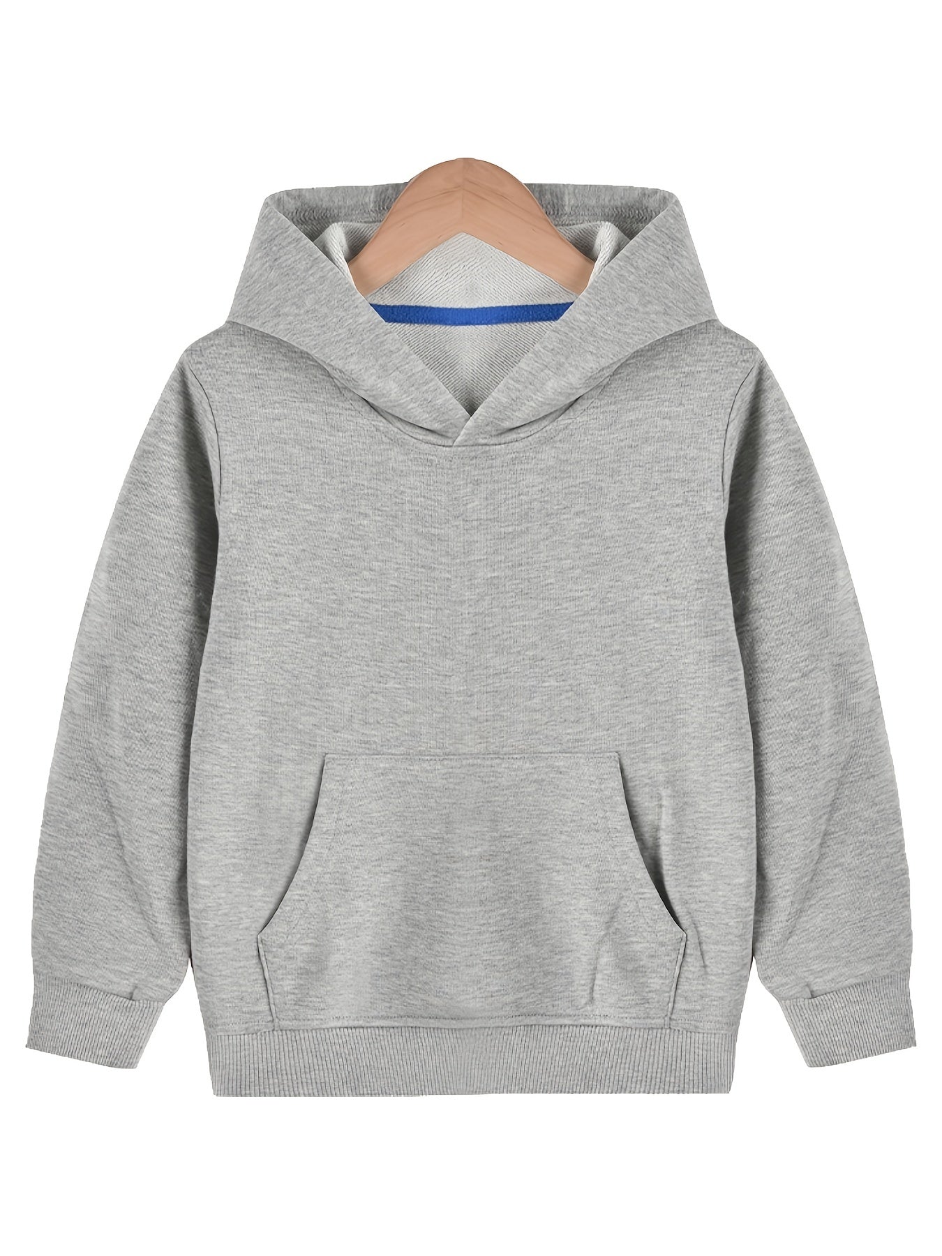 Boys Casual Solid Pullover Hoodie Long Sleeve Sweatshirt