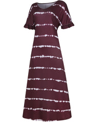 Plus Strip V Neck Maxi Dress With Pockets