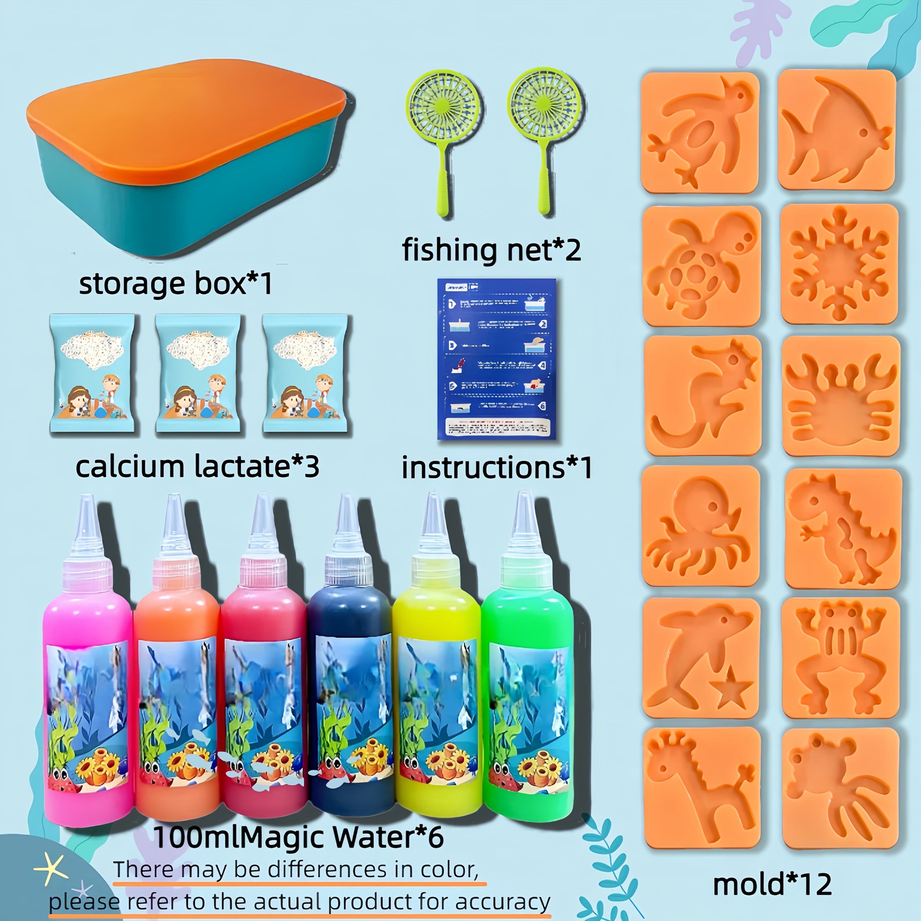 Magic Water Elf DIY Set with Storage Box, Molds & Bottles - Educational Fun Toy
