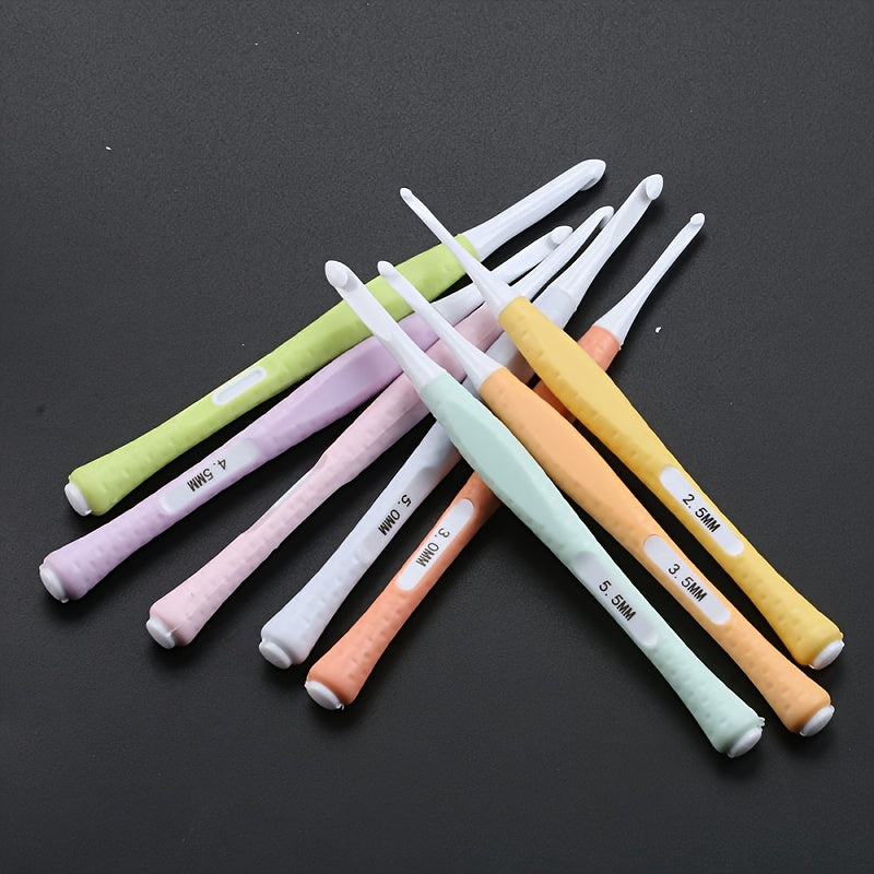 8pcs Crochet Silicone Handle Sweaters Knitted Hooks Ergonomic Soft Grip