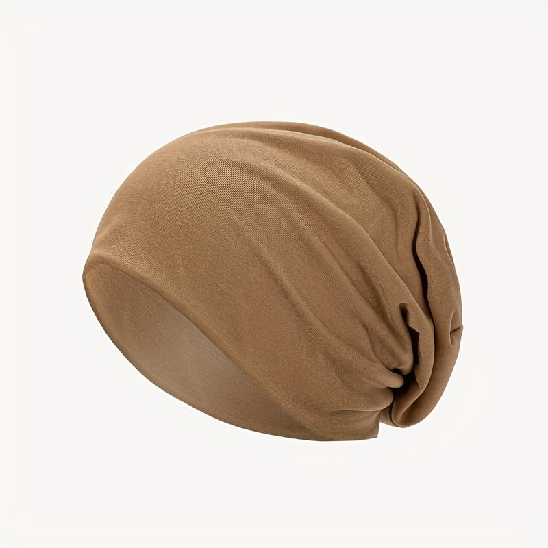 2pcs Solid Thin Headgear Hat European American Autumn Winter Warm Cap
