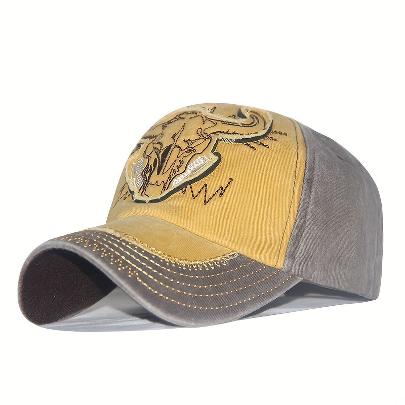 Men's Distressed Embroidery Denim Baseball Cap