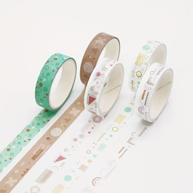 5 Rolls Retro Series Solid Washi Tape Set Decorative Sticker DIY Marker Label