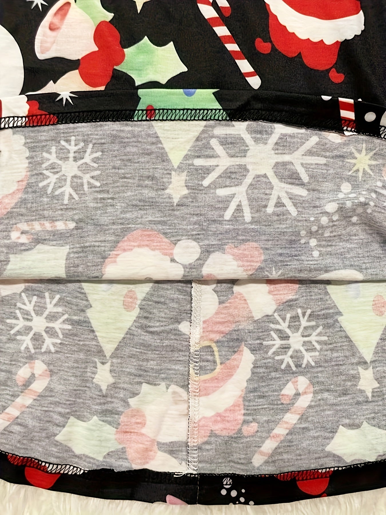  Santa Claus & Snowman Print Long Sleeve Round Neck Dress