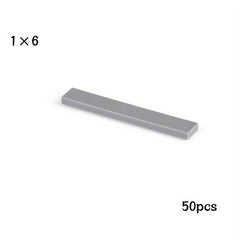 50pcs 1x6 Low Wall Flat Bricks for MOC 6636 Building Blocks