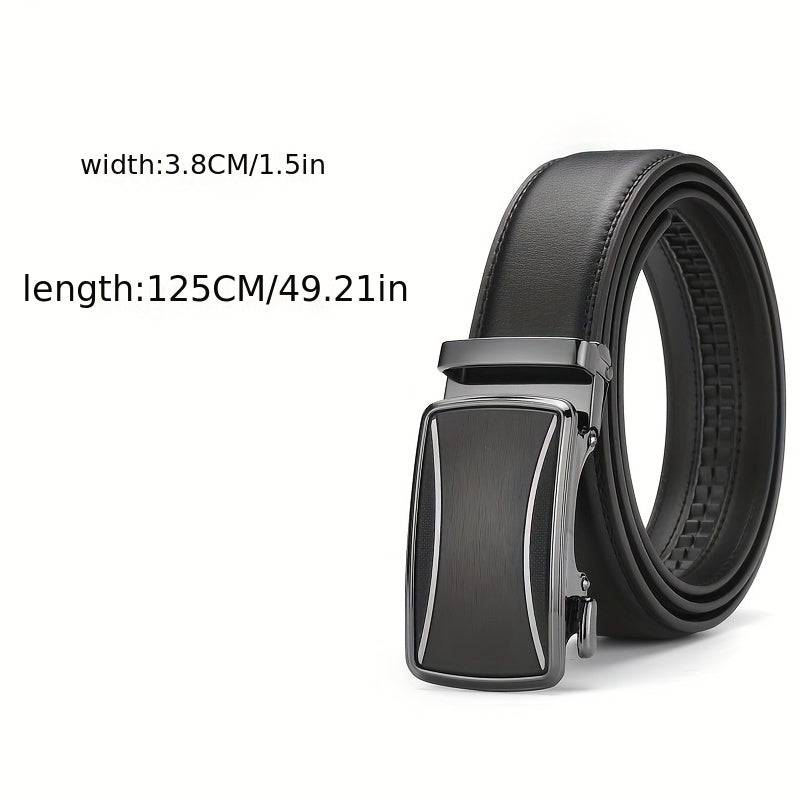 Men's Leather Belt Automatic Buckle Business Suit Waist Strap High Belt