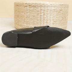 Metallic Decor Flats Women's Pointed Toe Slip On Faux Leather Shoes