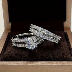 2pcs Zirconia Couple Wedding Rings 18K Plated Glitter Ring