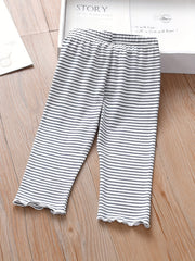 Girls Striped Strawberry Leggings with Ruffle Trim