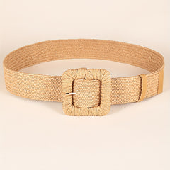 Bohemian Woven Belt Square Buckle Elastic Waist Belt