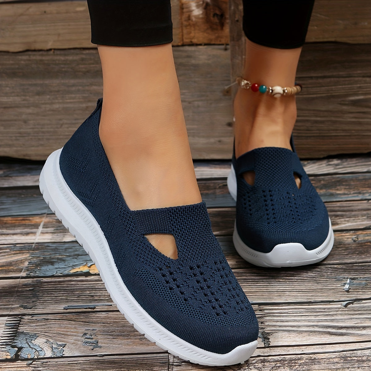 Women's Knitting Slip On Walking Shoes Casual Low Top Shoes