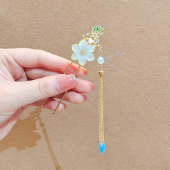 Hanfu Chinese Style Tassel Flower Hair Clip Vintage Barrette Hair Accessories
